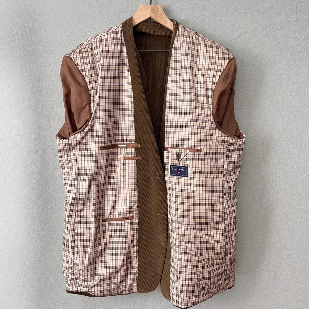 Saddlebred Corduroy Blazer Men 50R Brown Vintage Academic Professional